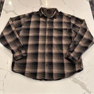 Wolverine Plaid Flannel Thermal Lined Shirt Jacket Mens L Shacket Workwear Brown